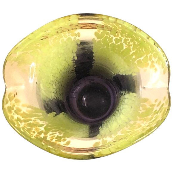 MURANO-STYLE Vtg Heavy Art Glass Vase Purple Clear Green MCM Contemporary - Picture 2 of 10